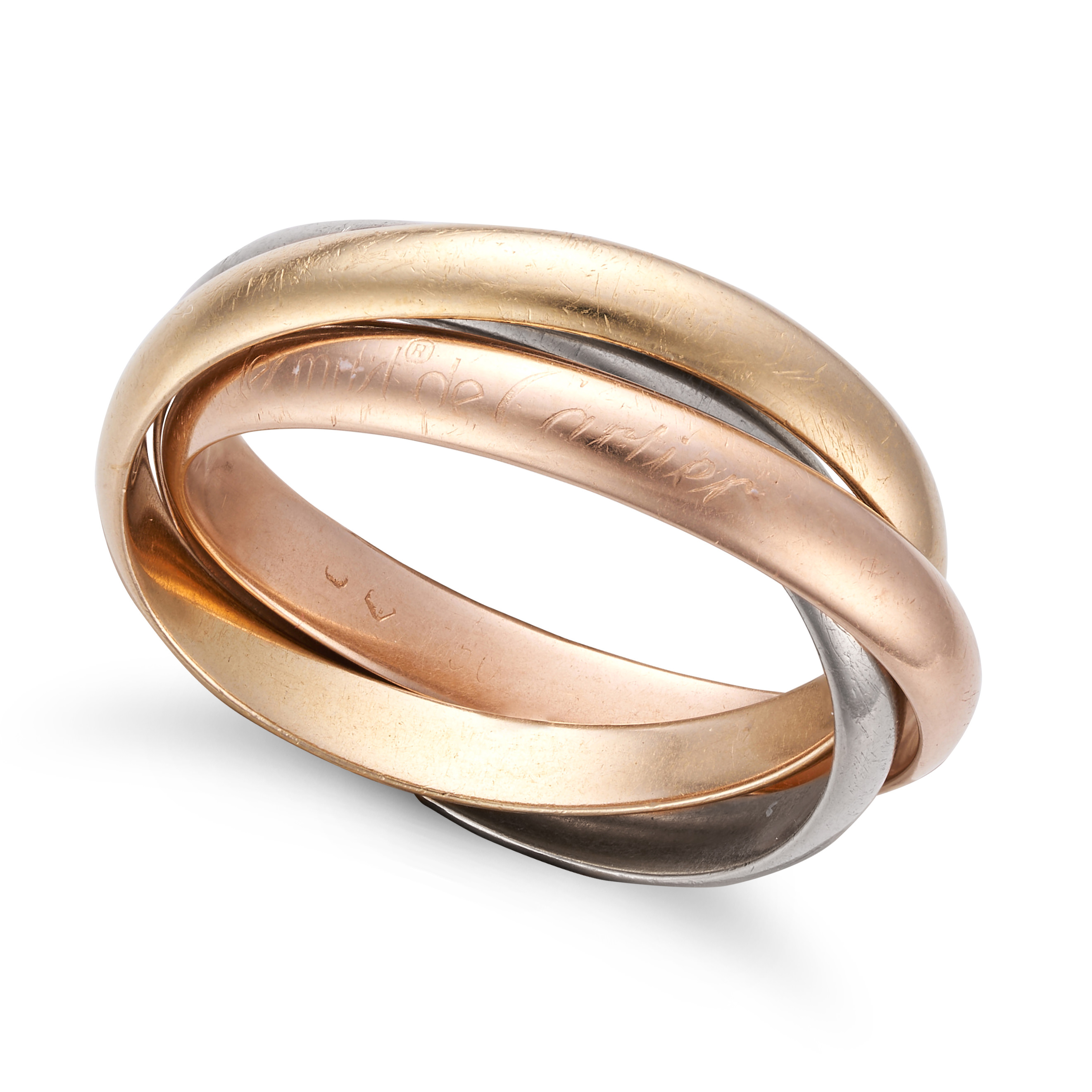 LES MUST DE CARTIER, A TRINITY RING in 18ct gold and platinum, comprising three interlocking band... - Image 2 of 4