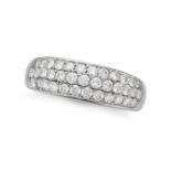 VAN CLEEF & ARPELS, A DIAMOND RING in 18ct white gold, pave set with three rows of round brillian...