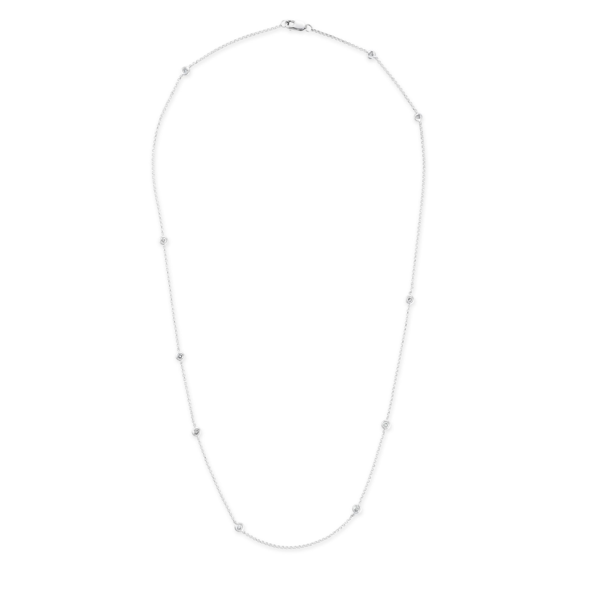 A DIAMOND CHAIN NECKLACE comprising a belcher chain set with ten staggered round cut diamonds, th... - Image 2 of 2