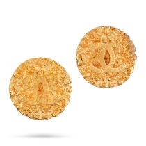 CHANEL, A PAIR OF VINTAGE CHANEL CC CLIP EARRINGS the textured cirular earrings each with two int...