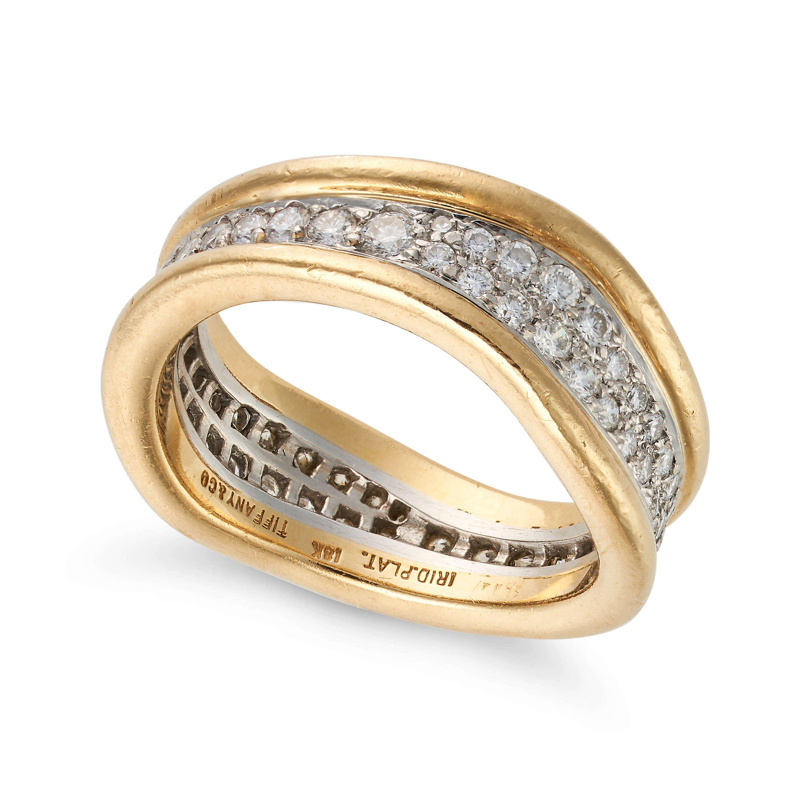 TIFFANY & CO., A DIAMOND RING pave set with rows of round brilliant cut diamonds, signed Tiffany ... - Image 2 of 2