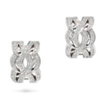 STEPHEN WEBSTER, A PAIR OF DIAMOND HALF HOOP EARRINGS in 18ct white gold, each designed as openwo...