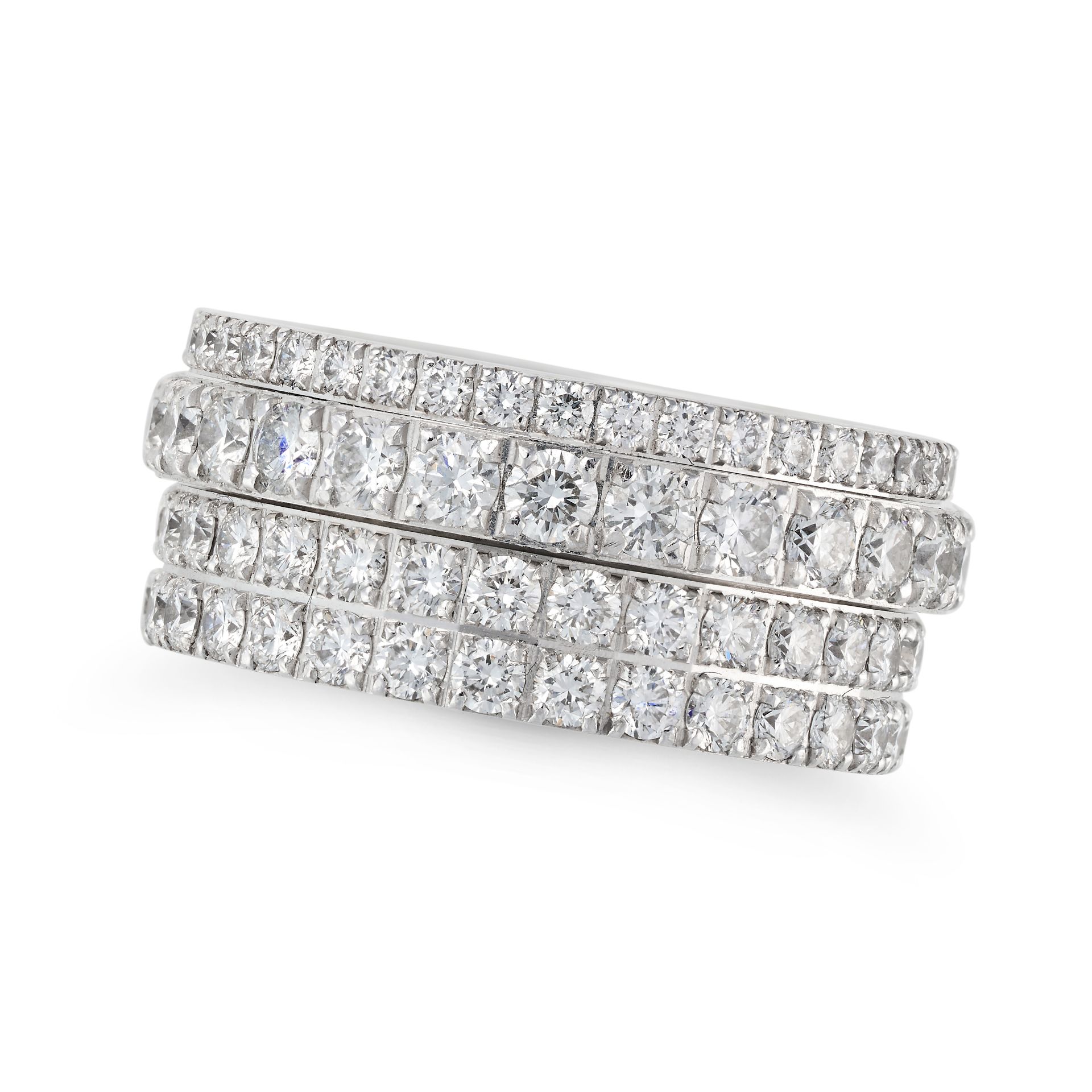 PIAGET, A DIAMOND POSSESSION RING set all around with four rows of round brilliant cut diamonds, ...