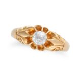 AN ANTIQUE DIAMOND BELCHER RING in 18ct yellow gold, set with an old cut diamond of approximately...