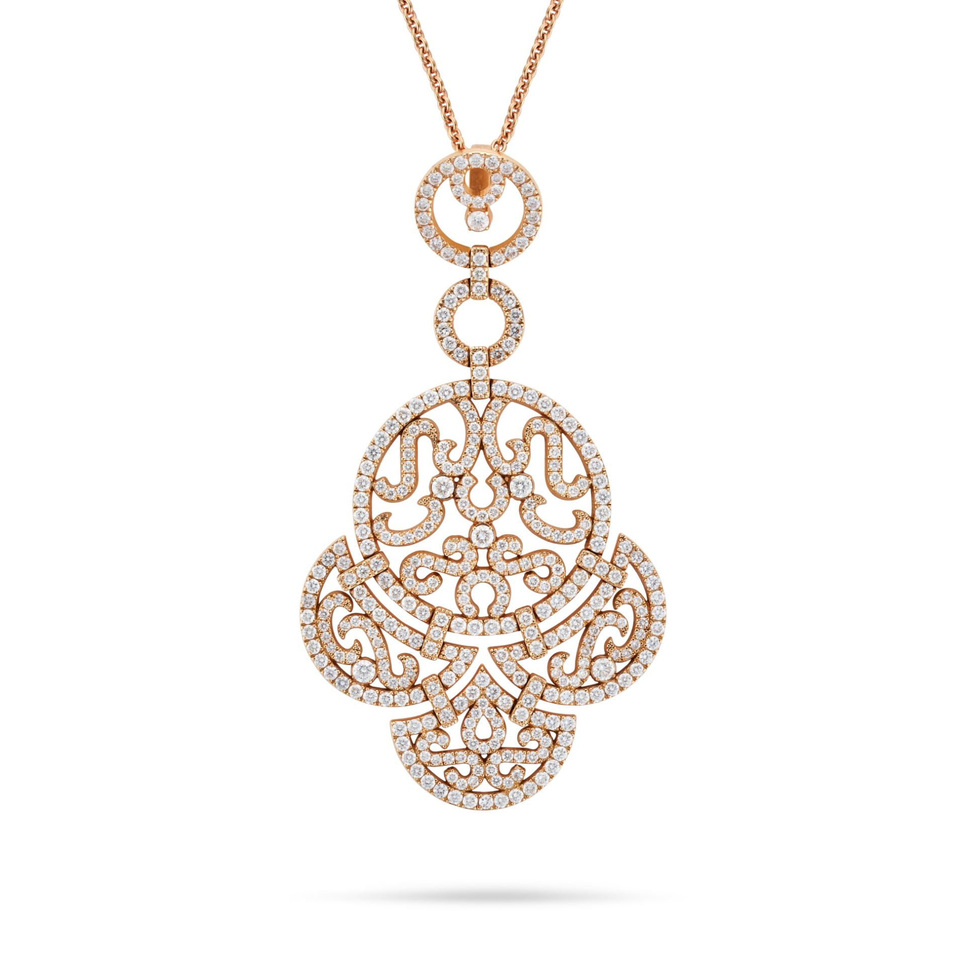 JACOB & CO., A DIAMOND PENDANT NECKLACE the openwork pendant set throughout with round brilliant ...