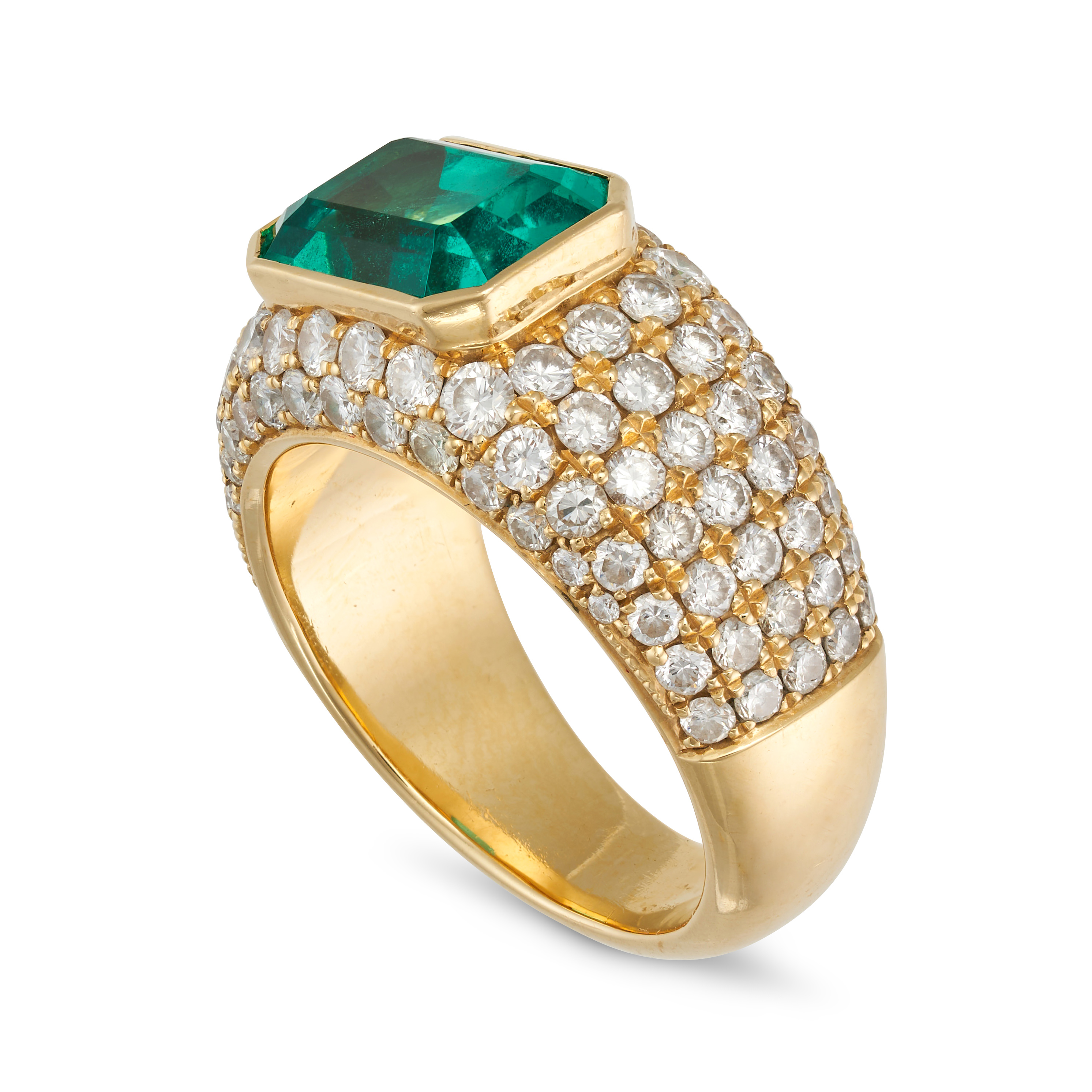 A FINE COLOMBIAN EMERALD AND DIAMOND RING set with an octagonal step cut emerald of approximately... - Image 2 of 2