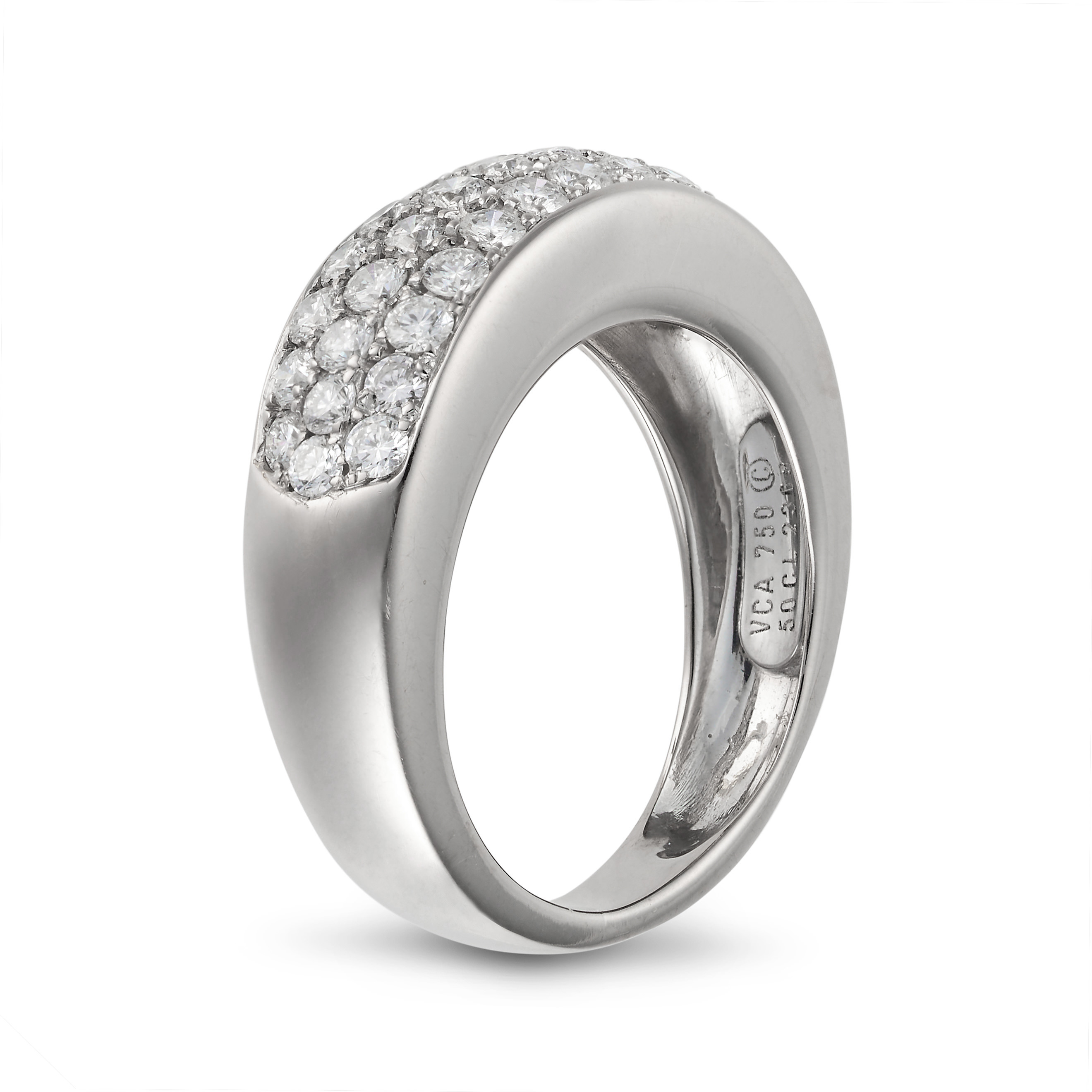 VAN CLEEF & ARPELS, A DIAMOND RING in 18ct white gold, pave set with three rows of round brillian... - Image 2 of 2