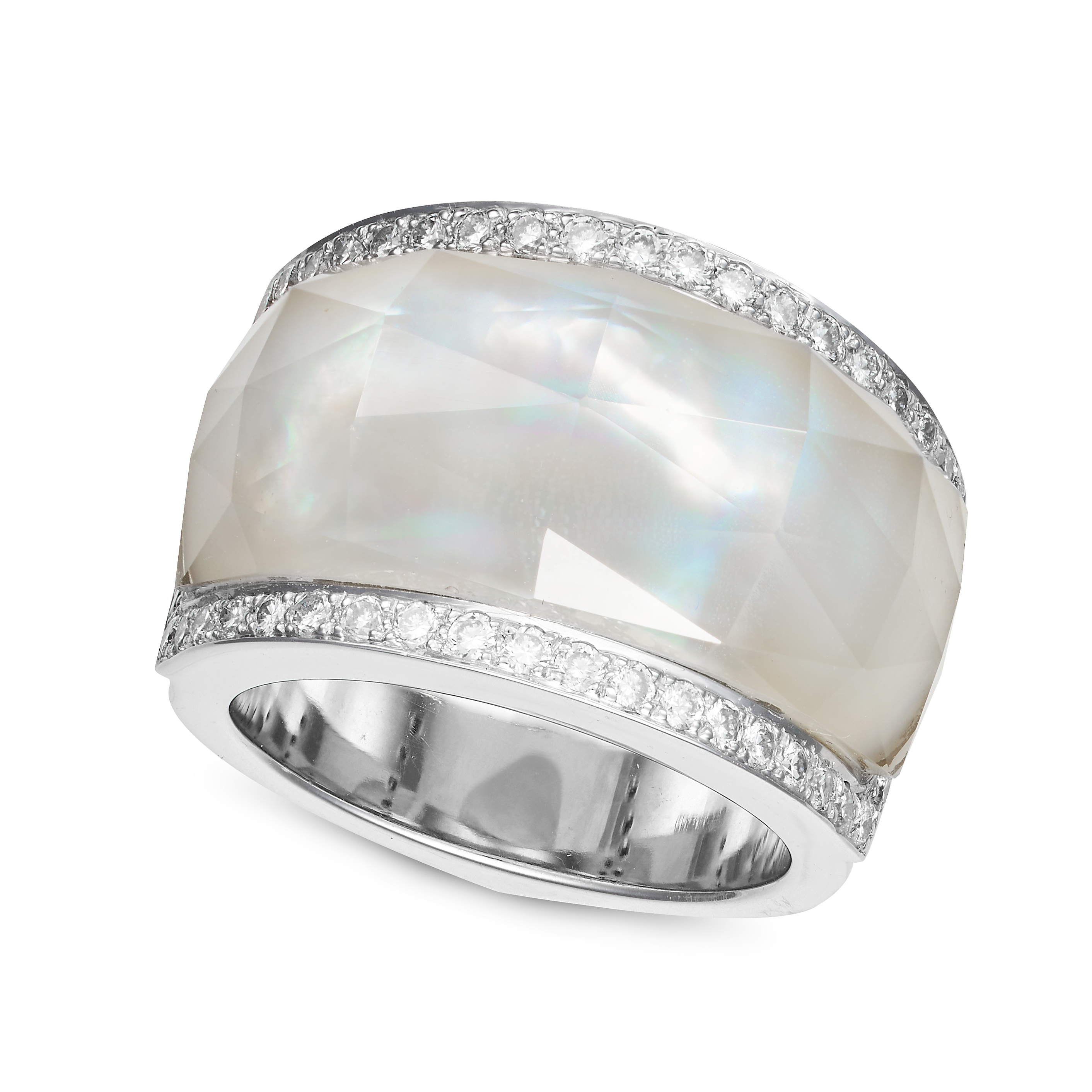 STEPHEN WEBSTER, A MOTHER OF PEARL, ROCK CRYSTAL AND DIAMOND CRYSTAL HAZE RING in 18ct white gold... - Image 2 of 2