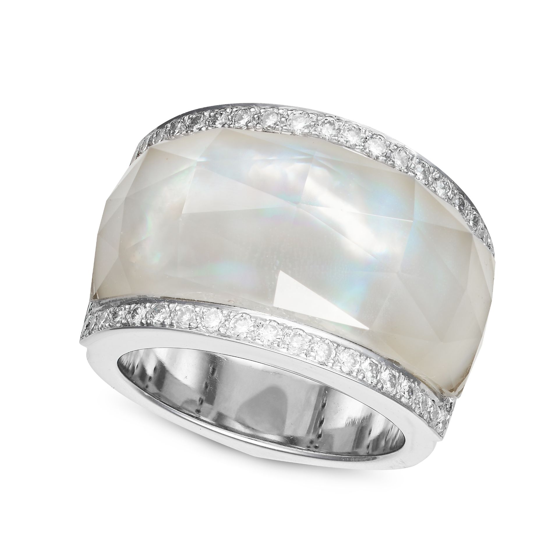 STEPHEN WEBSTER, A MOTHER OF PEARL, ROCK CRYSTAL AND DIAMOND CRYSTAL HAZE RING in 18ct white gold... - Bild 2 aus 2