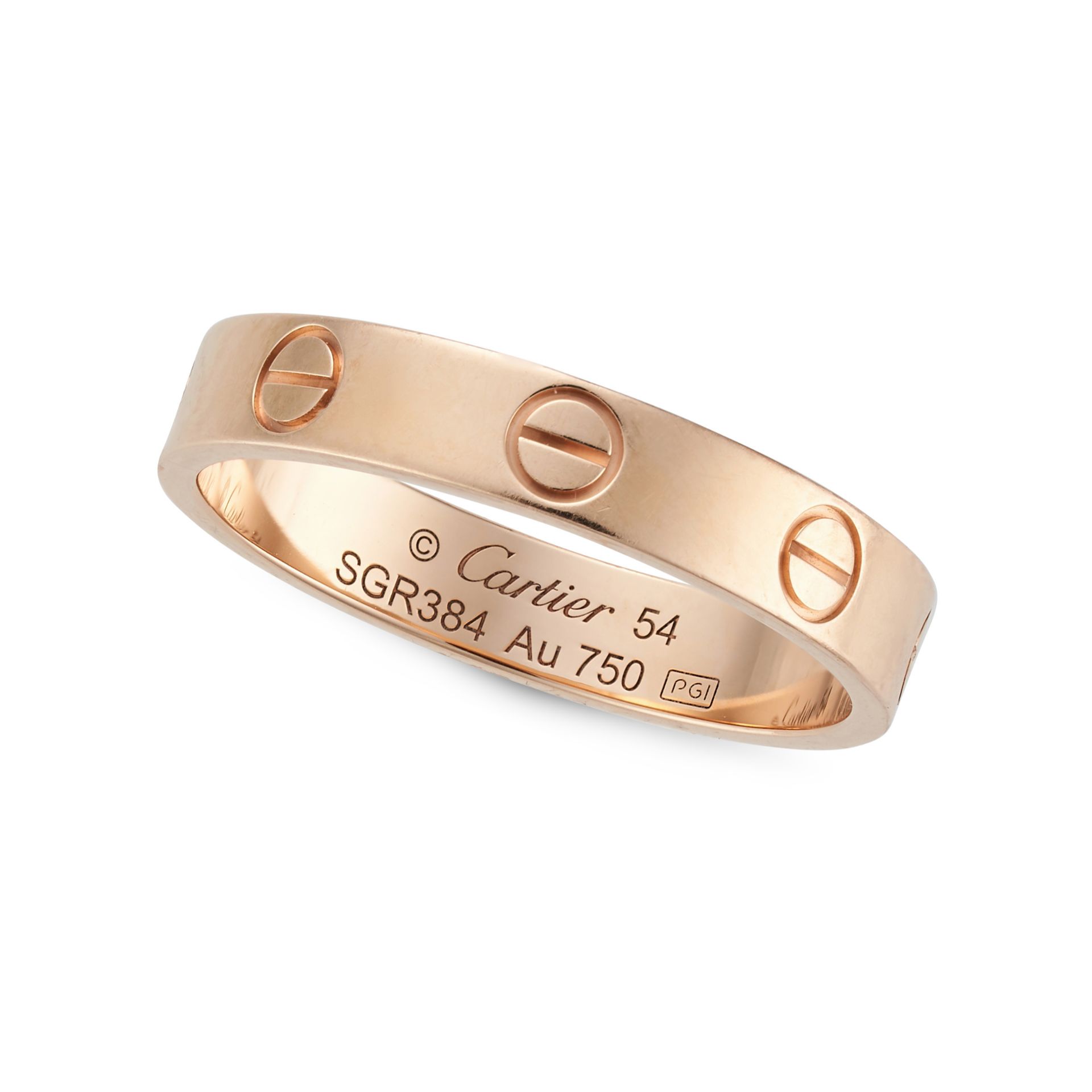 CARTIER, A LOVE RING in 18ct rose gold, the band punctuated by screw head motifs, signed Cartier ... - Bild 2 aus 2