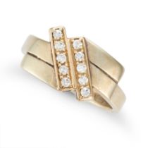 NO RESERVE - A DIAMOND RING in 9ct yellow gold, set with two rows of single cut diamonds, full Br...