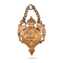 AN ANTIQUE SNUFF BOTTLE PENDANT the pendant designed as a cherub, accented on each side by a furt...