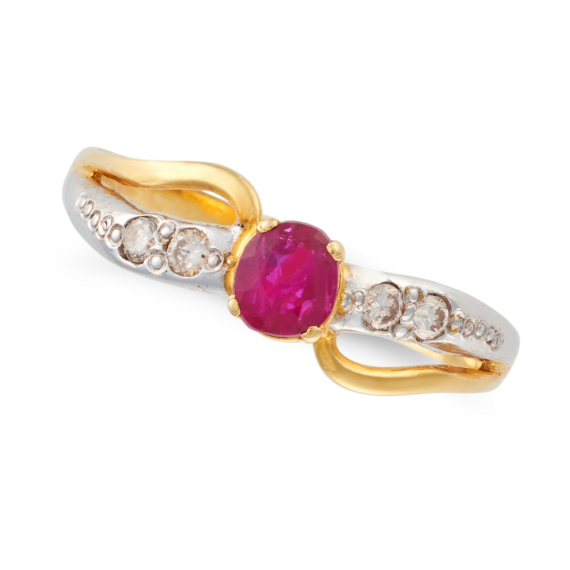 NO RESERVE - A SPINEL AND DIAMOND RING set with an oval cut spinel, the shoulders set with round ...