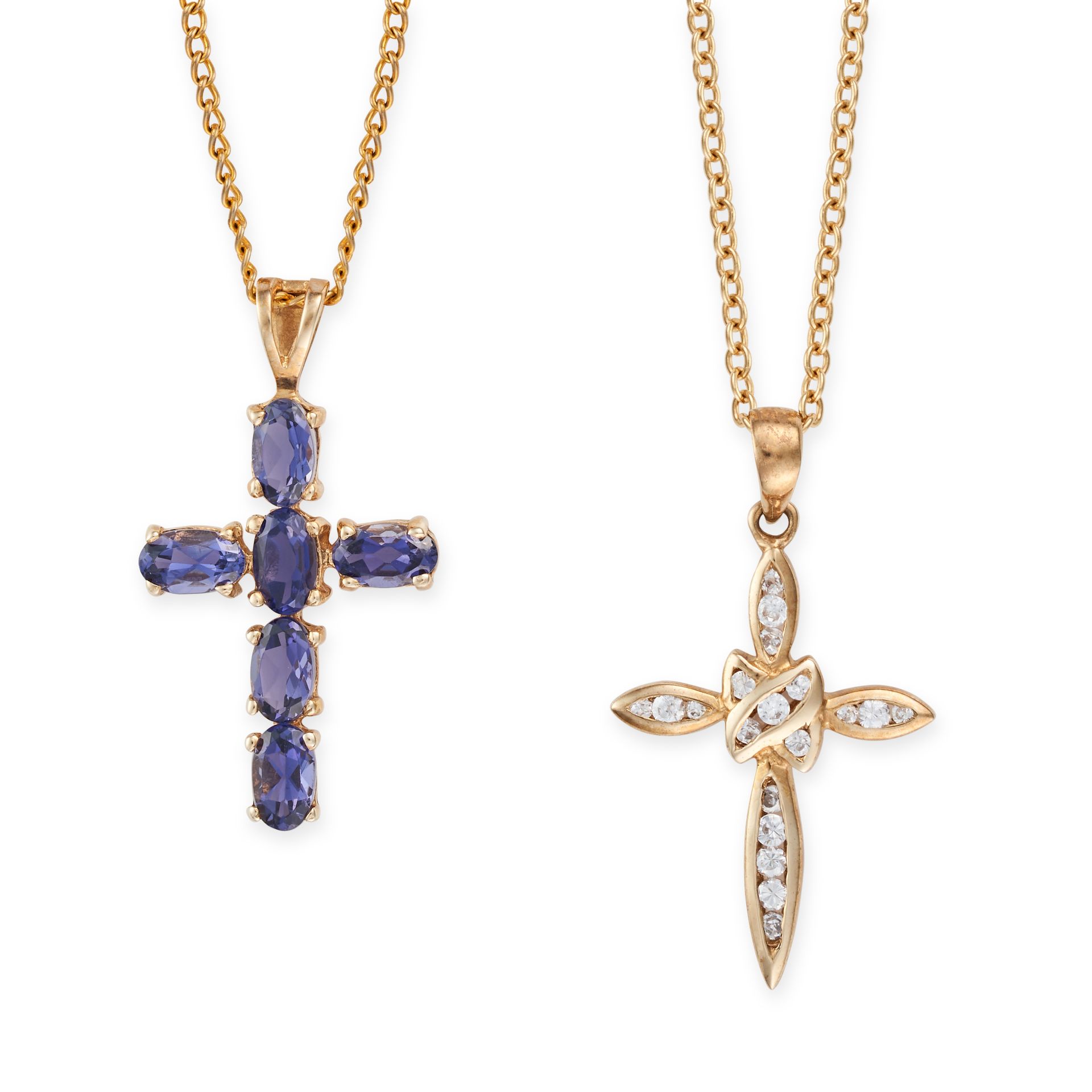 NO RESERVE - A COLLECTION OF NECKLACES comprising a sapphire cross pendant necklace, pendant stam...
