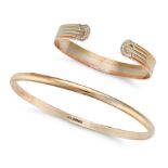A COLLECTION OF BANGLES comprising a slave bangle in 9ct yellow gold, full British hallmarks for ...