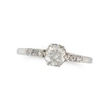 A SOLITAIRE DIAMOND RING set with a round brilliant cut diamond of approximately 0.55 carats, the...