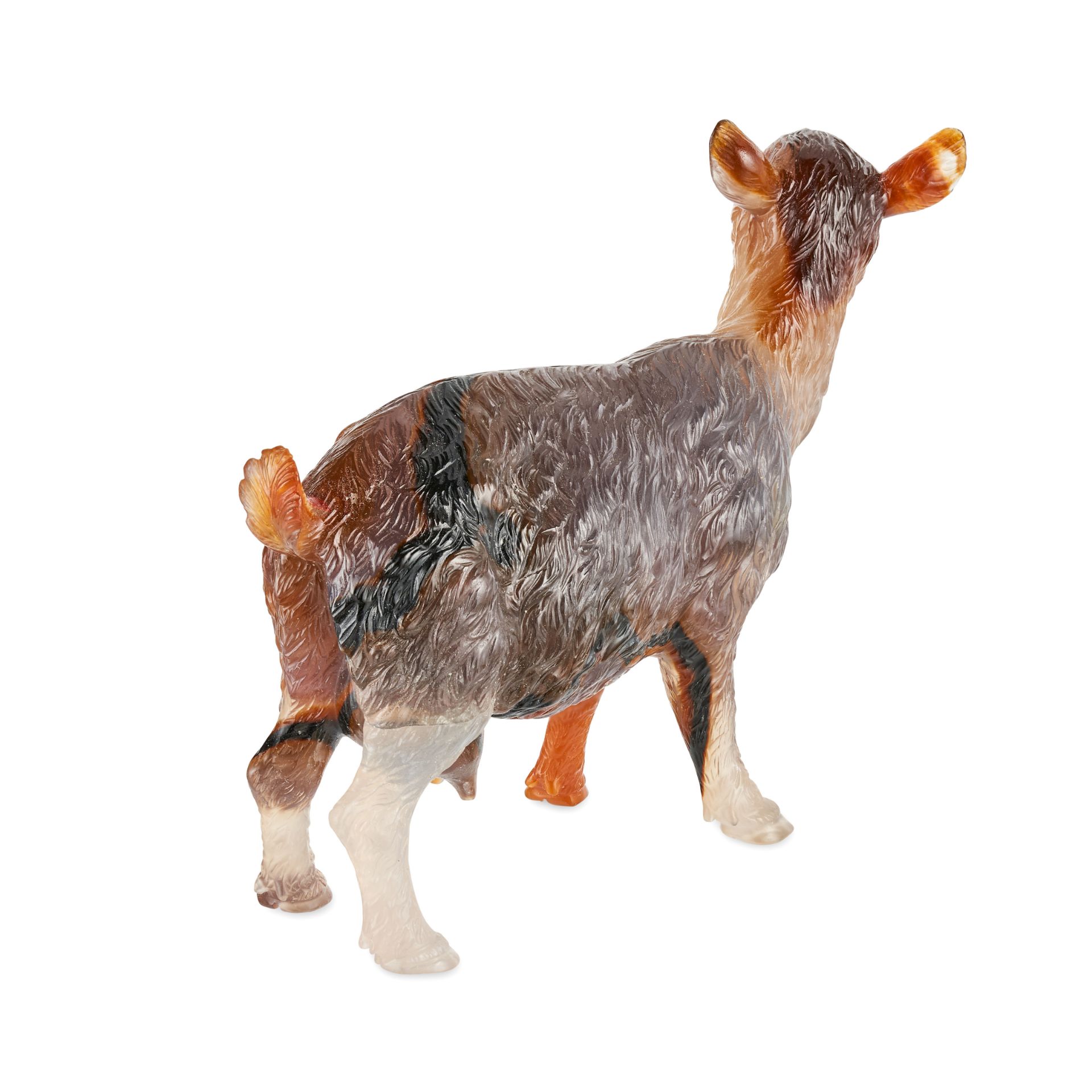 FABERGE, AN EXCEPTIONAL JEWELLED AGATE MODEL OF A SHE GOAT, ST PETERSBURG, CIRCA 1900 - Bild 6 aus 11
