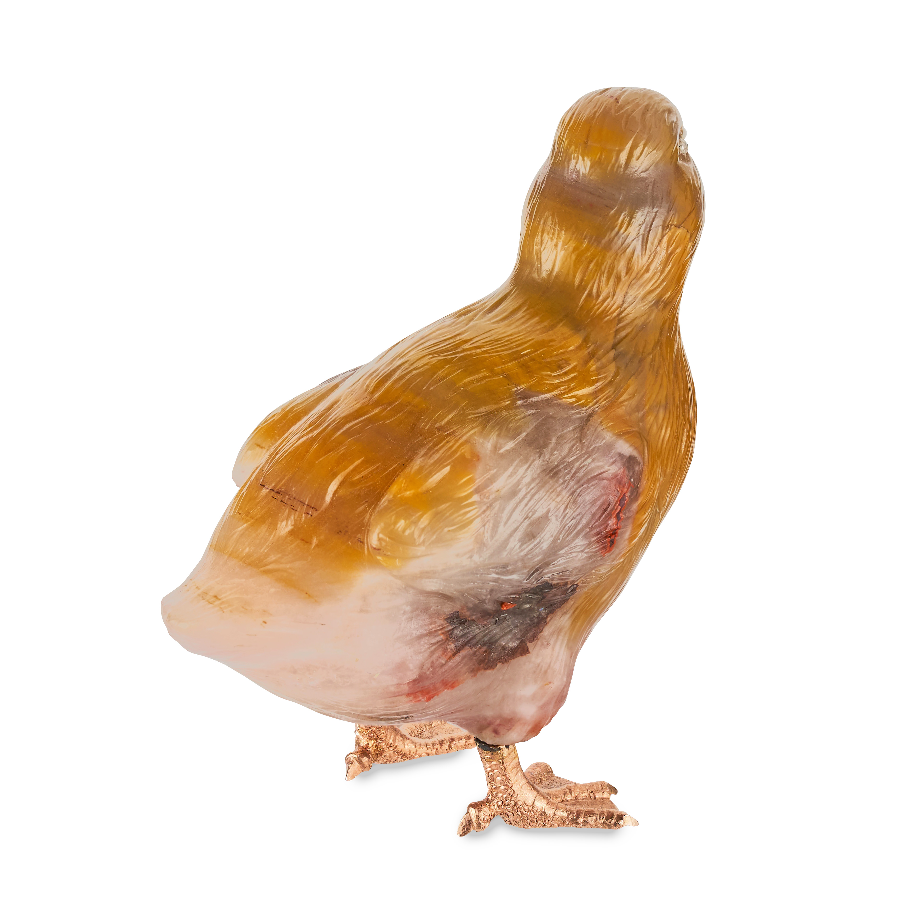 FABERGE, A JEWELLED AND GOLD MOUNTED AGATE MODEL OF A DUCKLING, ST PETERSBURG, CIRCA 1900 natural... - Image 6 of 10