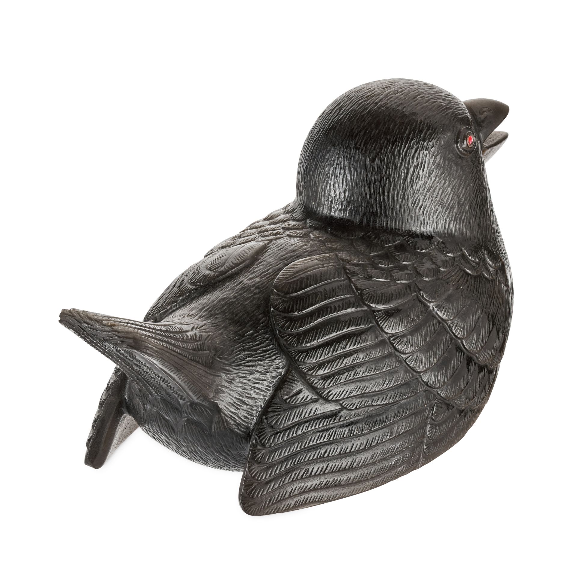 FABERGE, A LARGE AND IMPORTANT JEWELLED OBSIDIAN STUDY OF A DUSTBATHING SPARROW, ST PETERSBURG, C... - Image 8 of 13