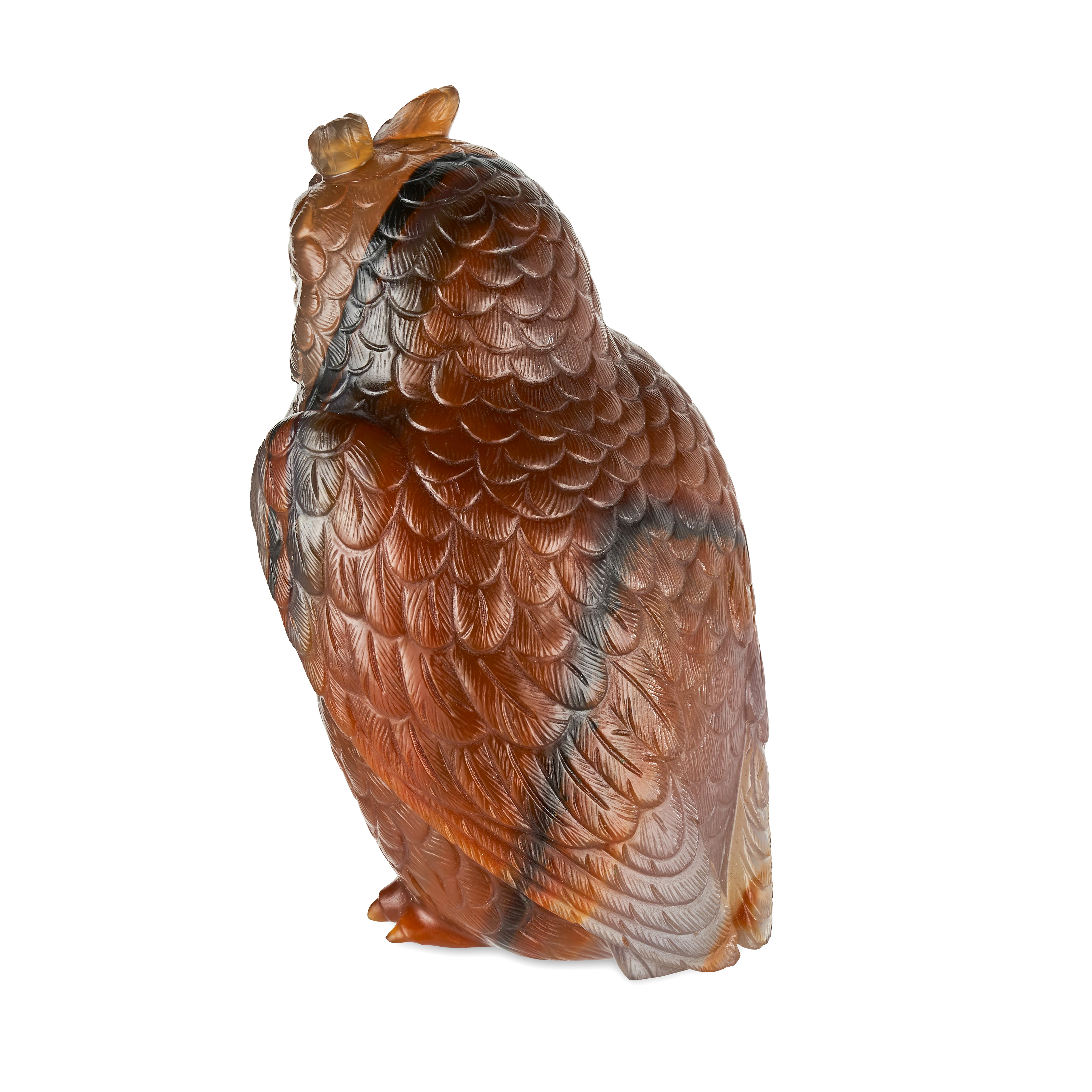 FABERGE, A JEWELLED AGATE MODEL OF AN OWL, ST PETERSBURG, CIRCA 1900, naturalistically modelled a... - Image 5 of 10