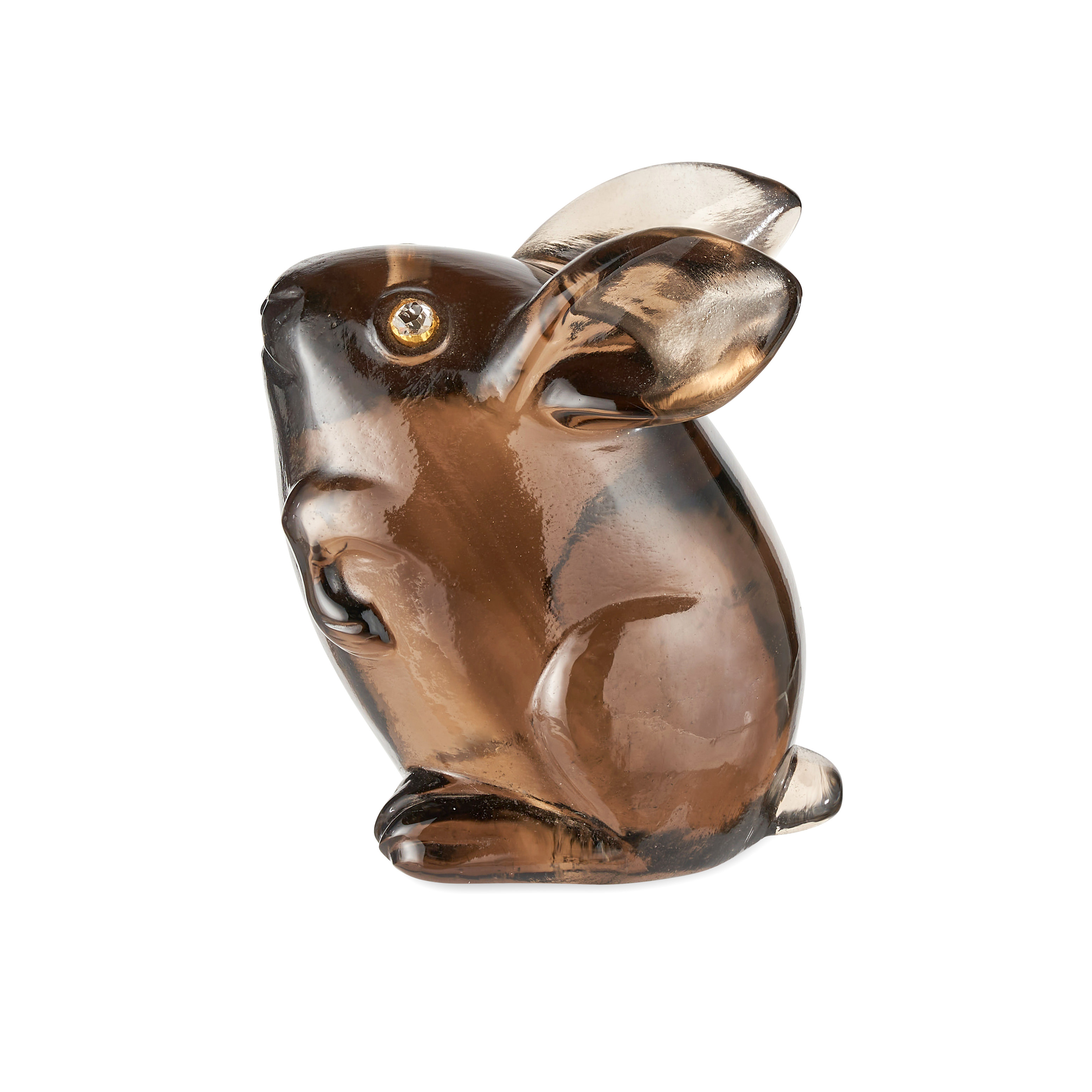 FABERGE, A RARE ROYAL JEWELLED GOLD MOUNTED SMOKEY QUARTZ MODEL OF A BUNNY RABBIT, ST PETERSBURG ... - Image 2 of 9