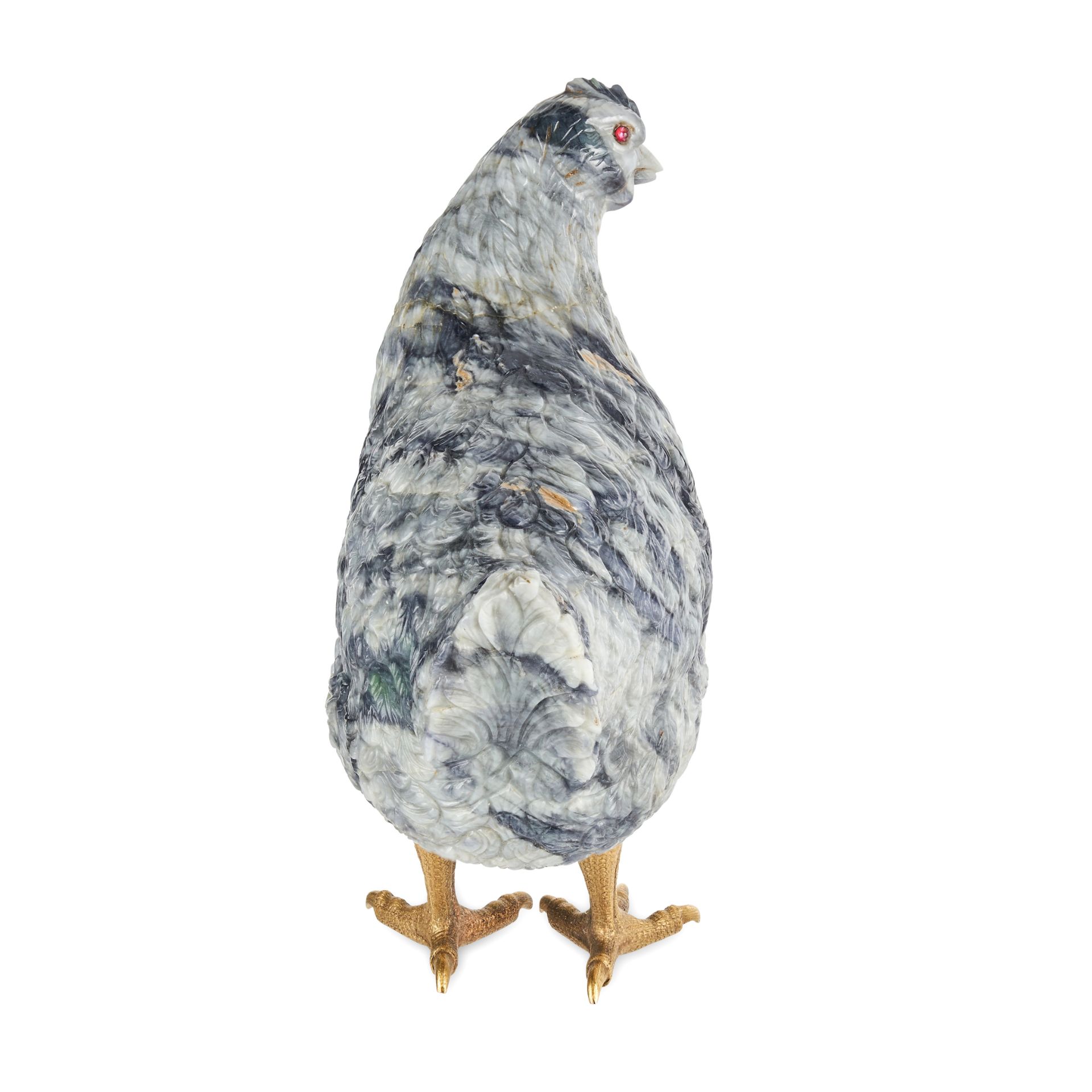 FABERGE, A RARE JEWELLED GOLD MOUNTED JASPER MODEL OF A HEN, ST PETERSBURG, CIRCA 1900 - Image 8 of 11