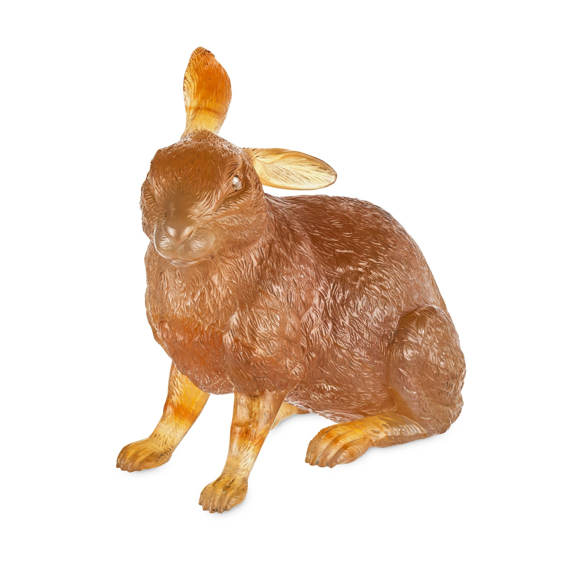 FABERGE, A JEWELLED AGATE FIGURE OF A HARE / LEVERETT, ST PETERSBURG, CIRCA 1900