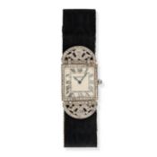 CARTIER - AN CARTIER ART DECO LADIES DIAMOND COCKTAIL WATCH in 18ct gold and platinum, square 22m...