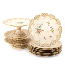 A ROYAL WORCESTER BLUSH IVORY DESSERT SERVICE, CIRCA 1888