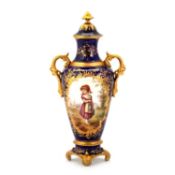 A COALPORT TWO-HANDLED VASE AND COVER BY THOMAS KEELING, CIRCA 1910