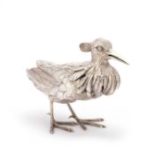 A GERMAN SILVER MODEL OF A RUFF BIRD