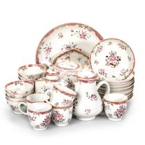 A CHINESE EXPORT FAMILLE ROSE PARTIAL TEA SERVICE, 18TH CENTURY