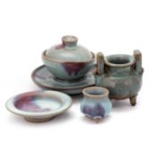 A GROUP OF CHINESE JUNYAO-TYPE WARES, QING DYNASTY OR EARLIER