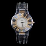 A LADY'S BICOLOUR CARTIER 21 STRAP WATCH