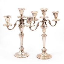 A PAIR OF GORHAM SILVER TWIN-BRANCH CANDELABRA