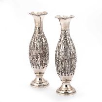 A PAIR OF PERSIAN SILVER VASES