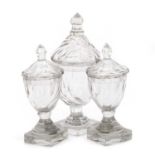 A SUITE OF THREE 19TH CENTURY GLASS BONBONNIÈRES