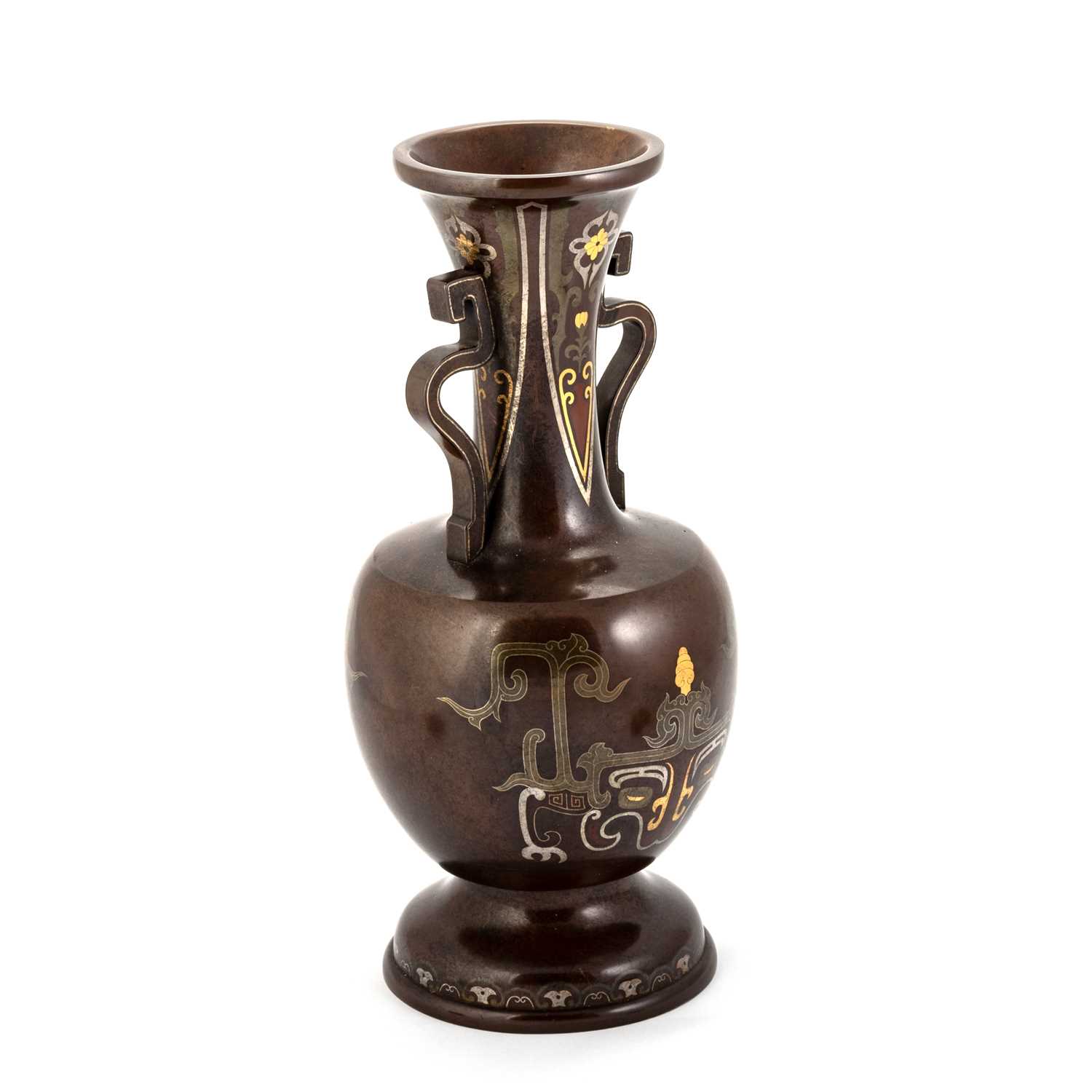 A LARGE JAPANESE INLAID BRONZE VASE, MEIJI PERIOD - Image 2 of 8