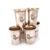 GUCCI: A SET OF SIX ITALIAN SILVER BEAKERS