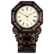 A MOTHER-OF-PEARL AND ROSEWOOD SINGLE-FUSEE WALL CLOCK, SIGNED P. E. NATHAN, BIRMINGHAM, CIRCA 1800
