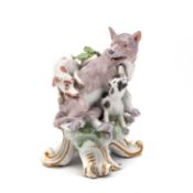 A RARE CHELSEA PORCELAIN HUNTING GROUP, CIRCA 1760