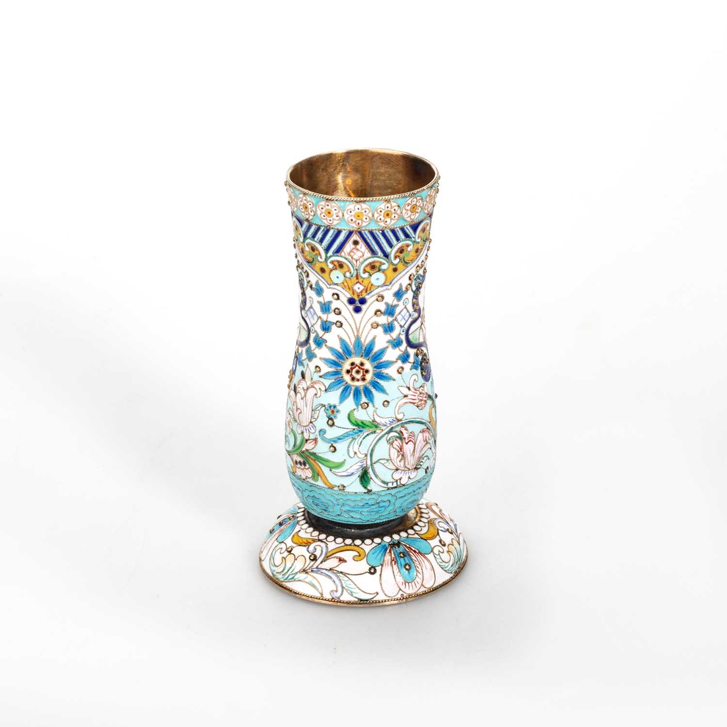 A RUSSIAN SILVER AND CLOISONNÉ ENAMEL VASE - Image 2 of 3