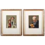 19TH/ 20TH CENTURY EUROPEAN SCHOOL PORTRAITS OF TWO JEWISH ELDERS