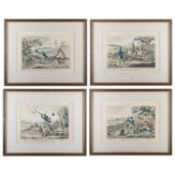 AFTER JAMES GILRAY (1756-1815) COCKNEY SPORTSMAN, A SET OF FOUR SPORTING PRINTS
