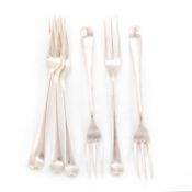 SIX GEORGE III SILVER THREE PRONG FORKS