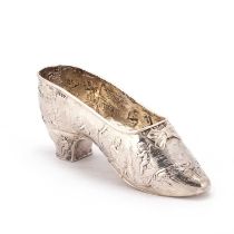 A GERMAN SILVER MODEL OF A SHOE