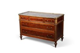 A DIRECTOIRE PLUM-PUDDING MAHOGANY AND BRASS-MOUNTED COMMODE