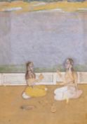 KISHANGARH SCHOOL (LATE 18TH/ EARLY 19TH CENTURY), TWO COURTLY LADIES ON A TERRACE DRAPED IN JEWELS
