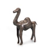 AN INDIAN INLAID METAL MODEL OF A CAMEL