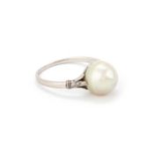 A NATURAL SALTWATER PEARL RING